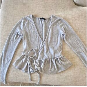 🪞 NEW front wrap side tie long sleeve stretch knit sweater top